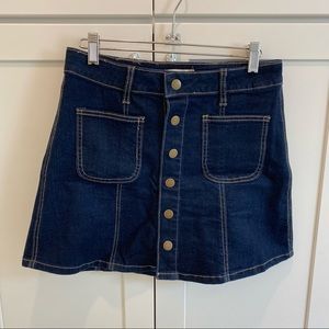 Altar’d State Dark Blue Jean Button Up Skirt